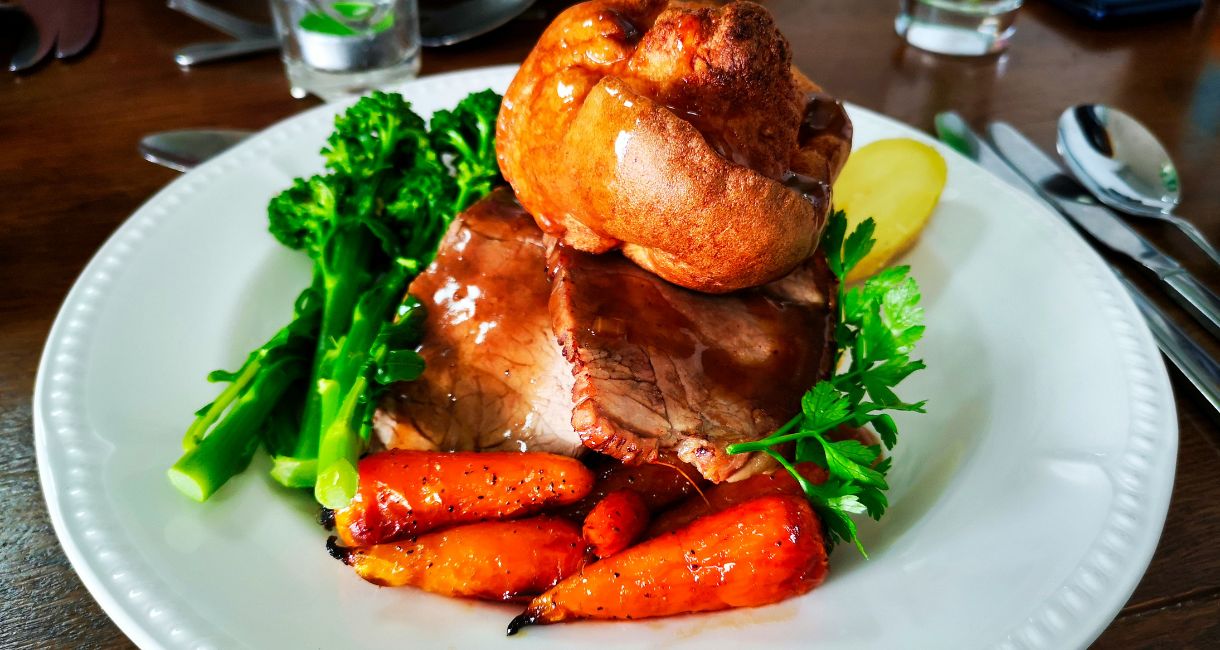 Roast dinner served on a plate